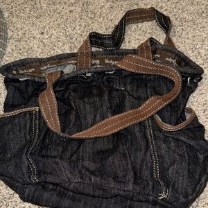 thirty-one Dark Denim Tote with Brown Trim